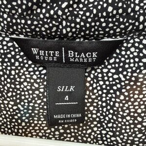WHBM silk Black & White Ruffle V-Neck Blouse size 4